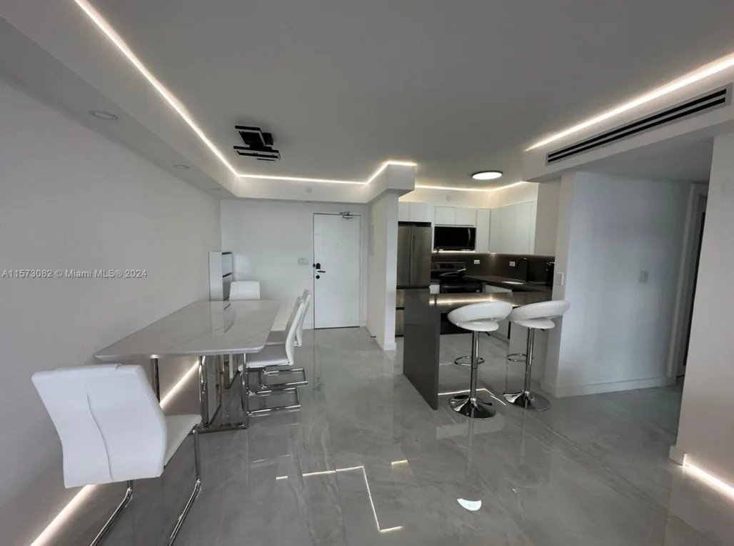Dining area with designer LED cove lighting